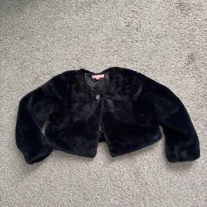 BCBG Girls Black Faux Fur Kids Jacket 4T